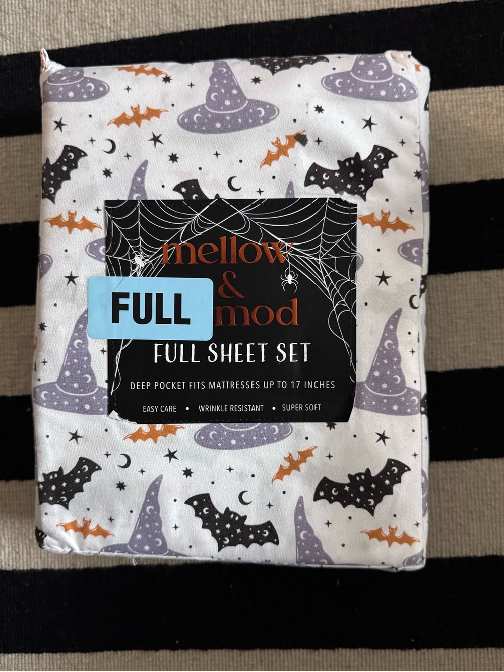 Mellow Mod Halloween Full Sheet Set - White with Purple & Orange